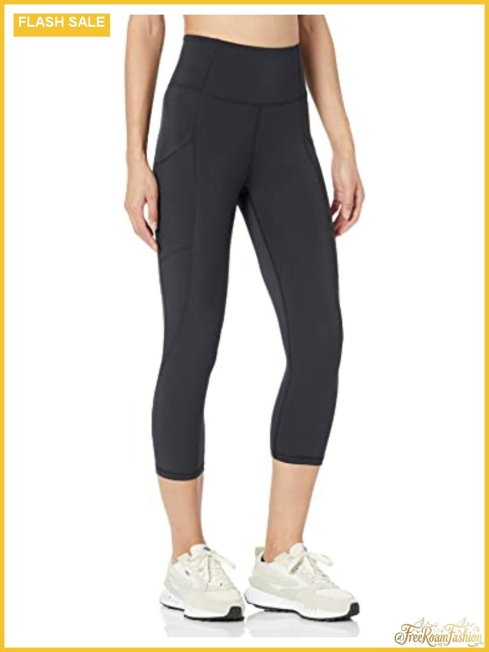 High Waisted Cropped Leggings with Pockets, Medium Compression, 19" Inseam,